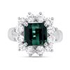 Image 1 : 3.34ct Green Tourmaline & Diamond Square Ring