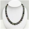 Image 2 : 10-11mm Tahitian Multicolor Oval Pearl Necklace with Gold Clasp