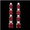 Image 1 : 14k Gold 7.00ct Ruby 0.30ct Diamond Earrings