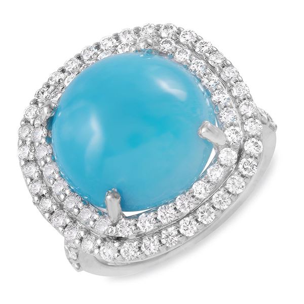 9.7ct Turquoise 14 K White  Gold Ring