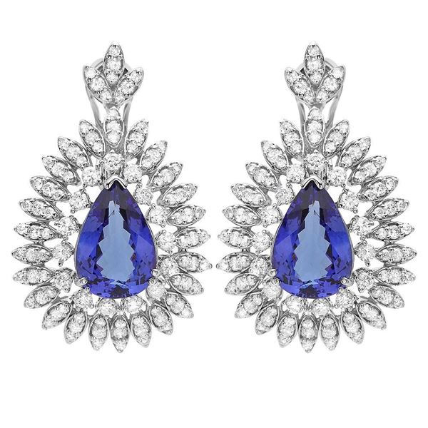10.7ct Tanzanite 14 K White Gold Earrings