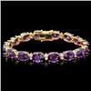 14k Gold 29.00ct Amethyst 1.30ct Diamond Bracelet