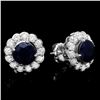 14k Gold 3.70ct Sapphire 1.5ct Diamond Earrings