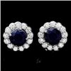 Image 2 : 14k Gold 3.70ct Sapphire 1.5ct Diamond Earrings
