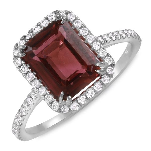 2.42ct Pink Tourmaline 14 K White  Gold Ring