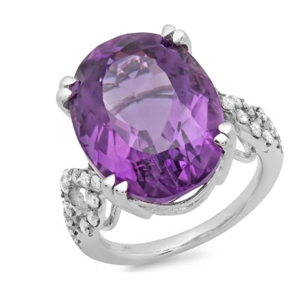 15.03ct Amethyst 14 K White Gold Ring