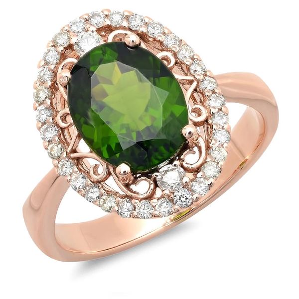 2.9ct Chrome diopside 14 K Rose Gold Ring