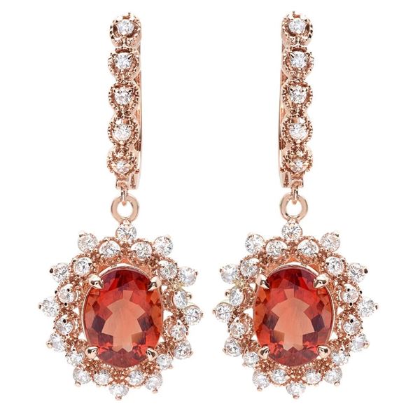 4.57ct Ruby 14 K Rose Gold Earrings