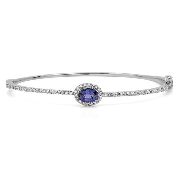 0.95ct Tanzanite 14 K White Gold Bangles