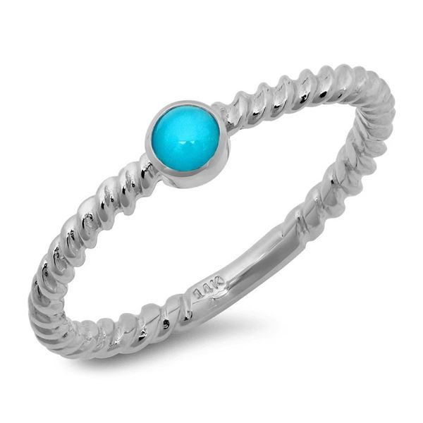 0.32ct Turquoise 14 K White  Gold Ring