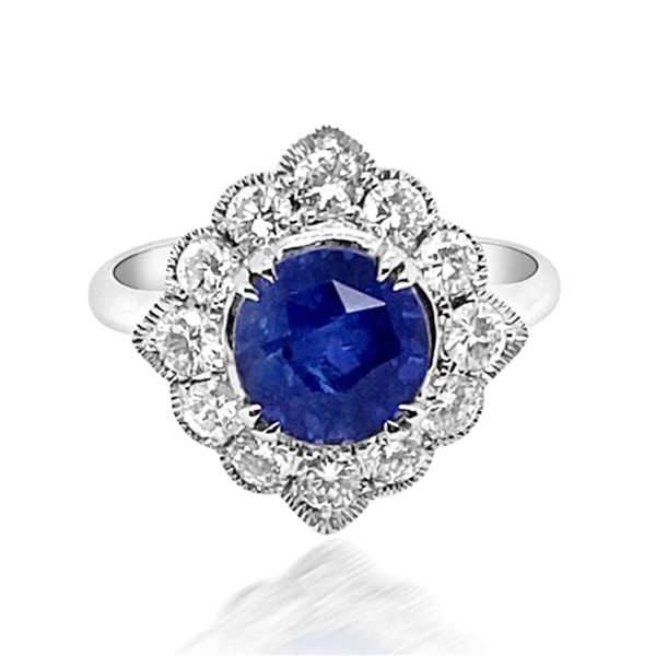 3.07ct Natural Ceylon Blue Sapphire 14K White Gold Ring