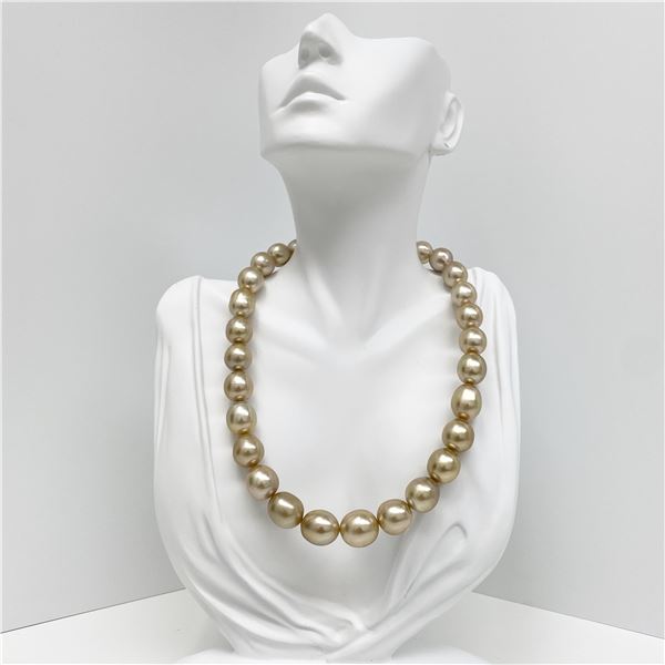 12-15mm South Sea Oval Pearl Necklace with Gold Clasp