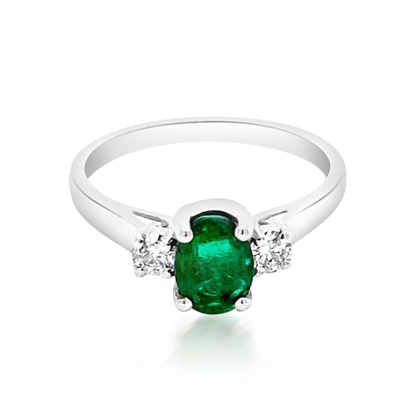 0.8ct Natural Emerald 14K White Gold 2.7gm Ring