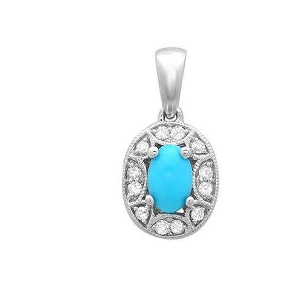 0.47ct Turquoise 14 K White Gold Pendant