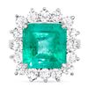 Image 1 : 7.15ct Colombian Emerald & Diamond Ring