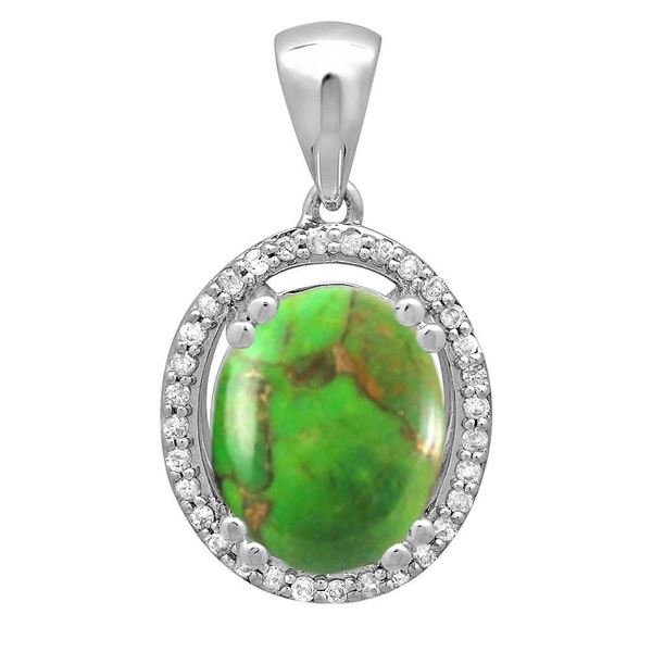 2.8ct Copper Turquoise 14 K White Gold Pendant