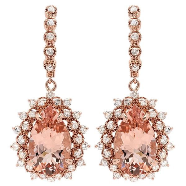 12.06ct Morganite 14 K Rose Gold Earrings