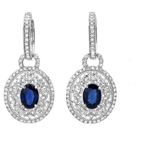 1.89ct Blue Sapphire 14 K White Gold Earrings