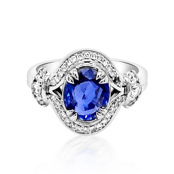 1.91ct Natural Ceylon Blue Sapphire 14K White Gold Ring