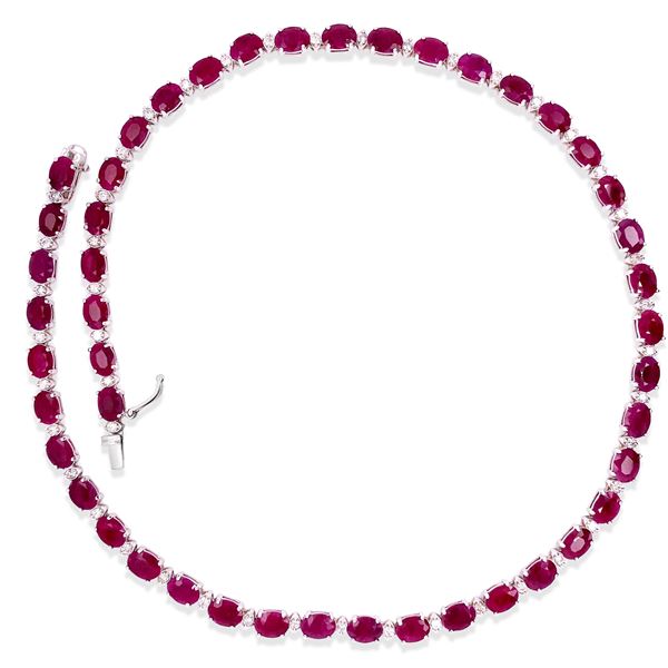 40ct RUBY 14K WHITE Gold 24.5gm Necklace