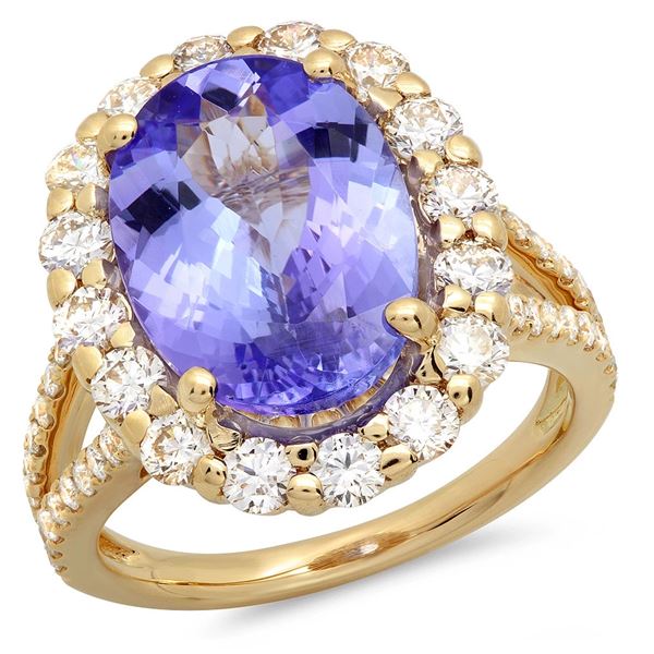 6.18ct Tanzanite 14 K Yellow Gold Ring