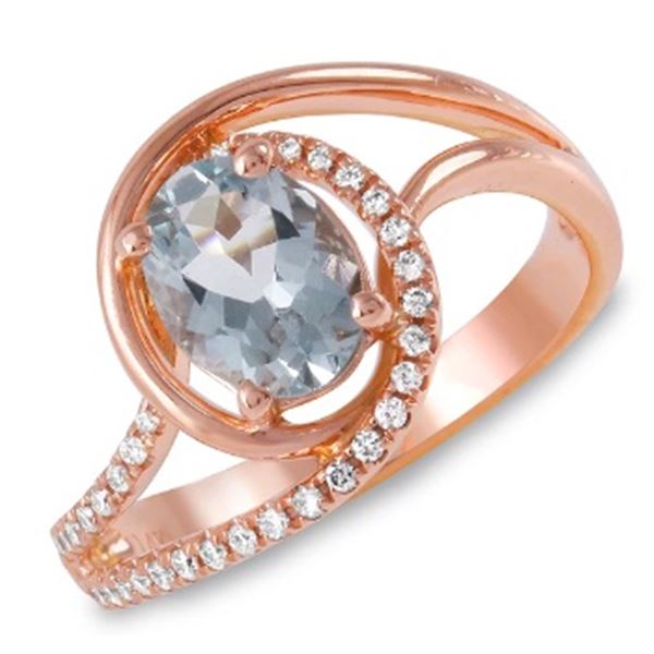 0.88ct Aqua 14 K Rose Gold Ring