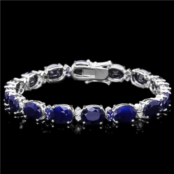 14k Gold 35.8ct Sapphire 0.75ct Diamond Bracelet