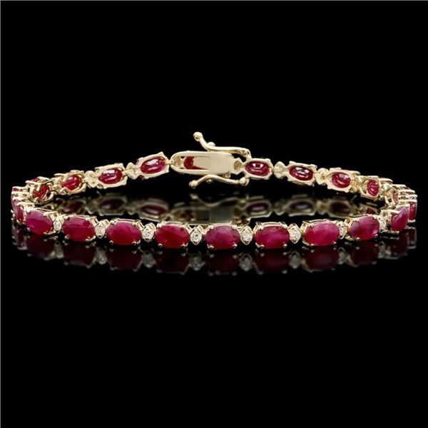 14k Gold 12.00ct Ruby 0.60ct Diamond Bracelet