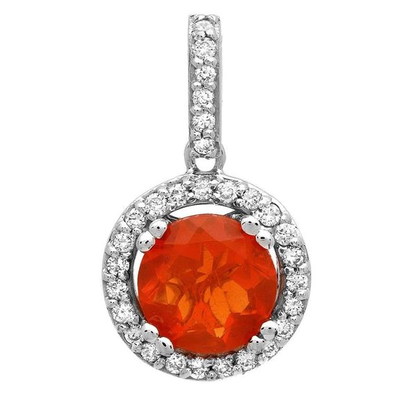 0.62ct Fire opal 14 K White Gold Pendant