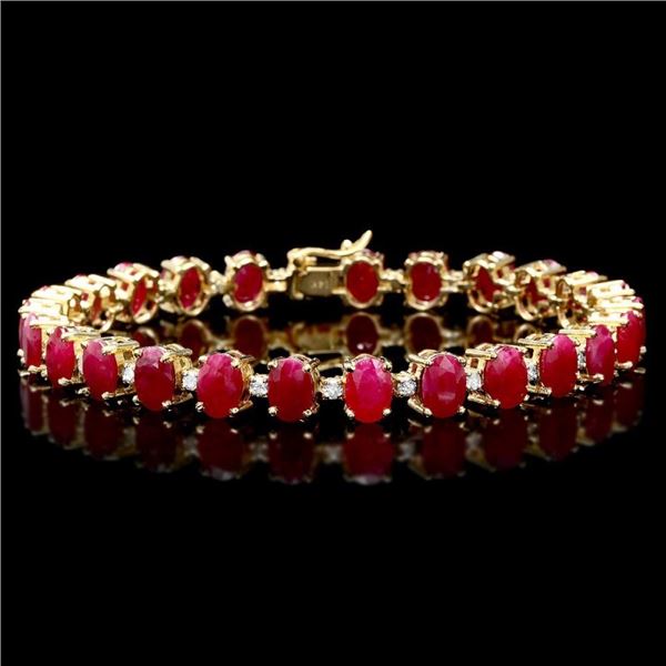 14k Gold 26.00ct Ruby 1.00ct Diamond Bracelet