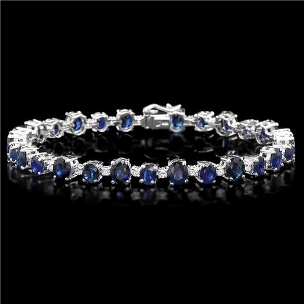 14k Gold 16.30ct Sapphire 1.10ct Diamond Bracelet