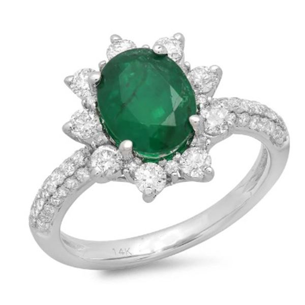 1.56ct Emerald 14 K White Gold Ring