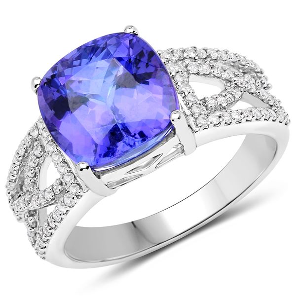 4.85ct Tanzanite 14K White Gold Ring