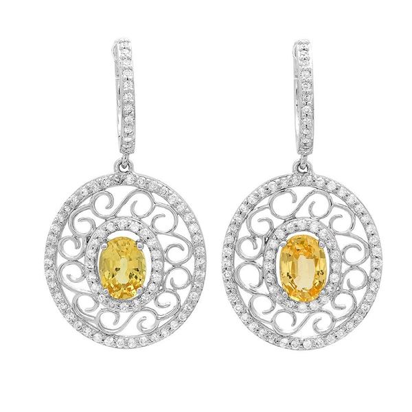 1.96ct yellow sapphire 14 K White Gold Earrings