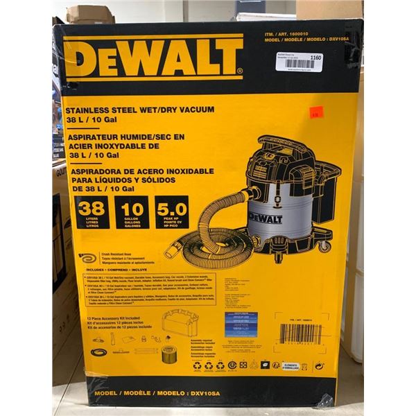 DeWalt Stainless Steel Wet / Dry Vacuum 38L