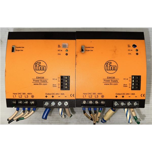 Lot of (2) Ifm Electronic #E84036 Power Supplies