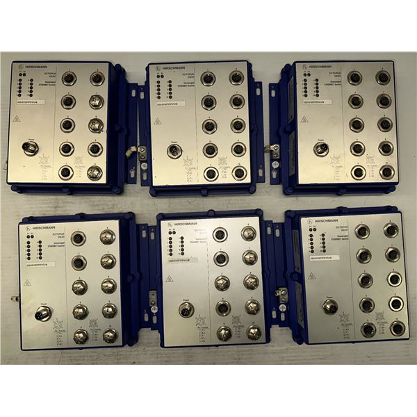 Lot of (6) Hirschmann #OCTOPUS-OS20  / #OS20-001000T5T5TAFUHB Ethernet Switches