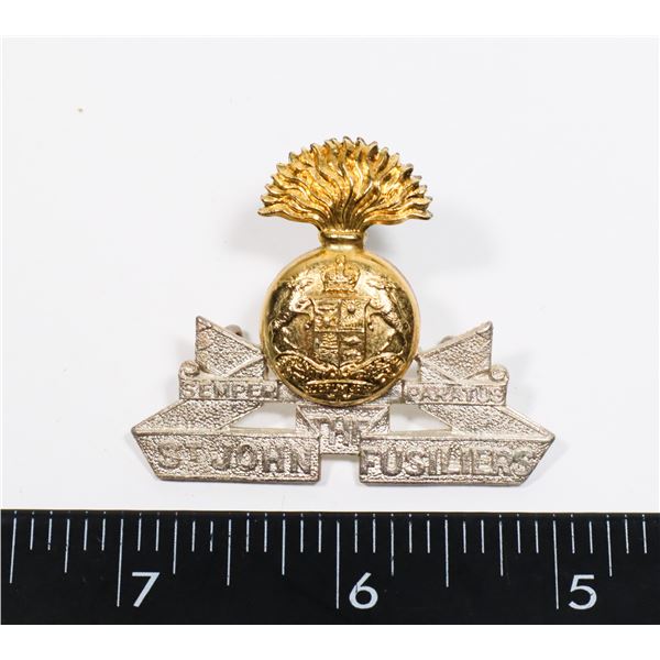 #395 OFFICERS ST JOHN FUSILIERS CAP BADGE COLD WAR