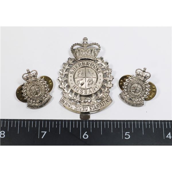 #401 CANADIAN SHERBROOKE HUSSARS CAP BADGE AND