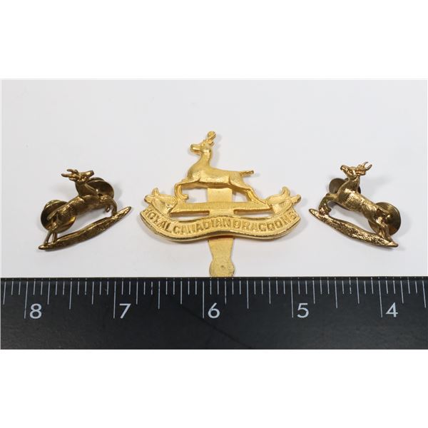 #403 ROYAL CANADIAN DRAGOONS CAP BADGE COLLARS