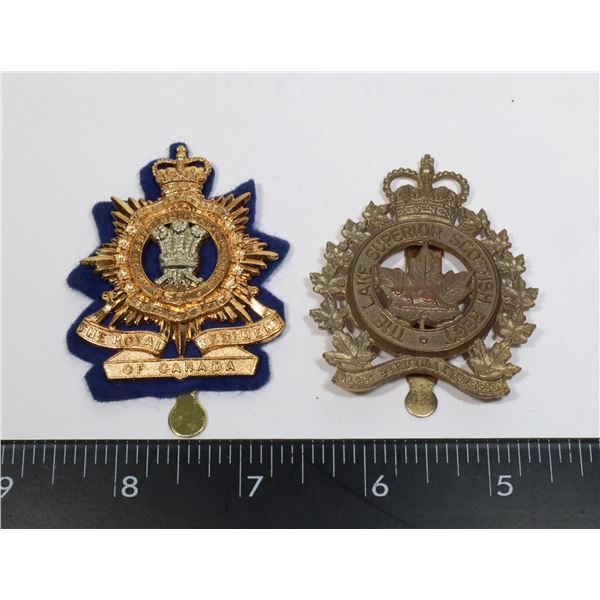 #406 2 CAP BADGES ROYAL REGIMENT OF CANADA LAKE
