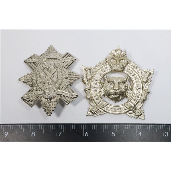 #407 2 CAP BADGES ARGYLL AND SUTHERLAND CANADA