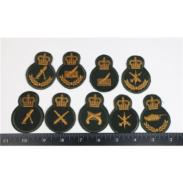 #503 LOT OF 9 CANADA MILITARY TRADE BADGES MORTAR