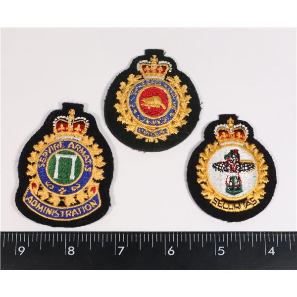 #505 LOT OF 3 CANADIAN MILITARY CAP BADGE CLOTH