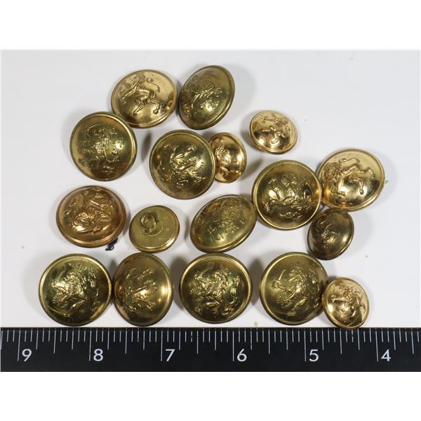 #531 LOT OF 17 DUTCH MILITARY BUTTONS LION DESIGN