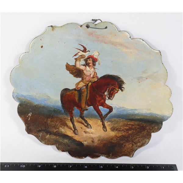 #1395 ANTIQUE HAND PAINTED WALL ART FALCONER