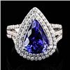 Image 2 : 4.32 ctw Tanzanite and 0.81 ctw Diamond Platinum Ring
