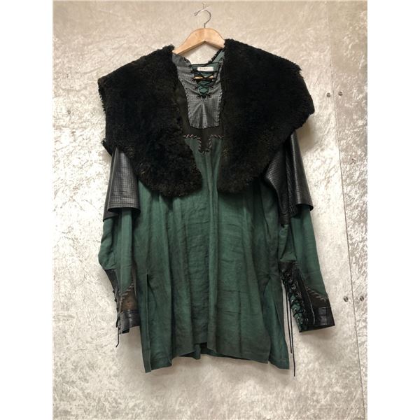 Custom Hand Crafted Viking Shirt with Fur and Embroidery