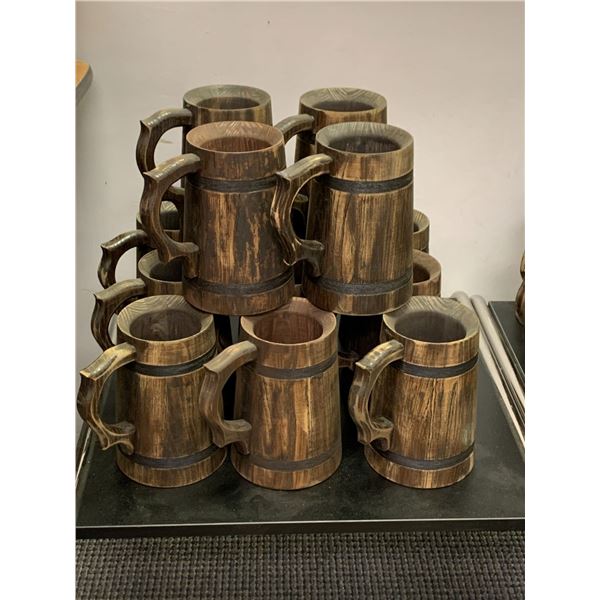 20 Custom Made Vintage Wooden Beer Mugs