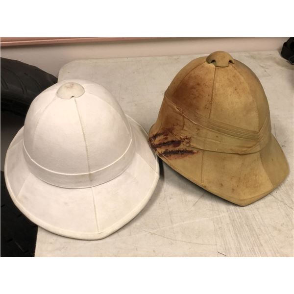 Group of 2 Safari Hats with "Claw" Marks and Blood